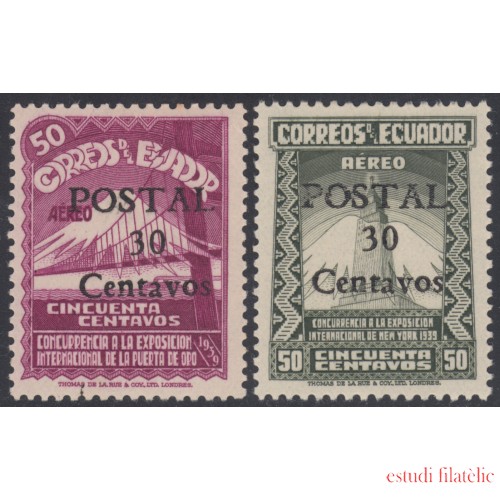 Ecuador 429/30 1944 Nueva York New York  1939 MH