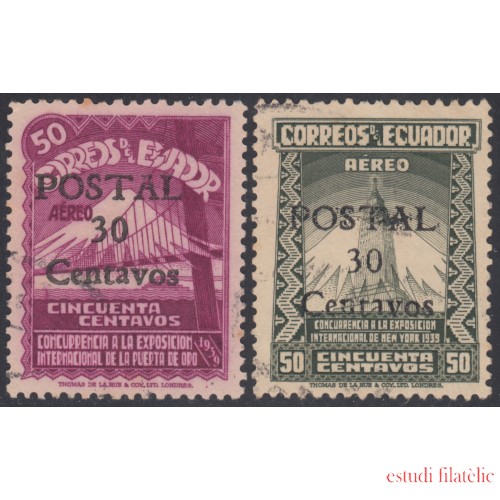 Ecuador 429/30 1944 Nueva York New York 1939 Usados