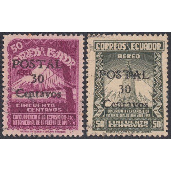 Ecuador 429/30 1944 Nueva York New York 1939 Usados