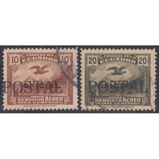 Ecuador 460/61 1946 Serie corriente Águila eagle Usados Ecuador 460/61 1946 Serie corriente Águila eagle Usados