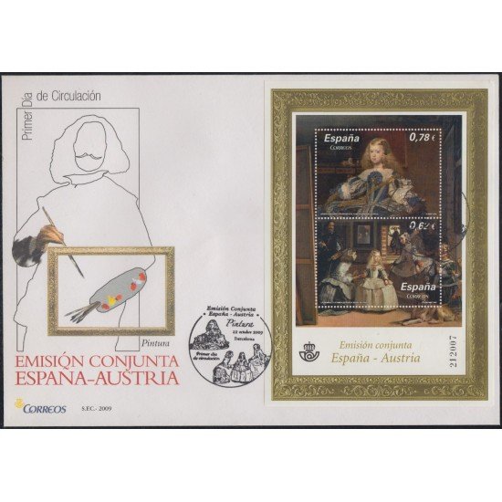 España Spain 4519 2009 Pintura Las Meninas de Velázquez Museo del Prado SPD Sobre Primer Día España Spain 4519 2009 Pintura Las Meninas de Velázquez Museo del Prado SPD Sobre Primer Día