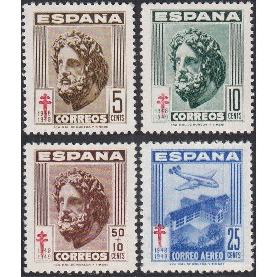 España Spain 1040/43 1948 Pro Tuberculosos Cruz de Lorena MNH España Spain 1040/43 1948 Pro Tuberculosos Cruz de Lorena MNH