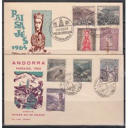 Andorra Española 60/67 1963 - 1964 Tipos diversos SPD Sobre Primer día Andorra Española 60/67 1963 - 1964 Tipos diversos SPD Sobre Primer día