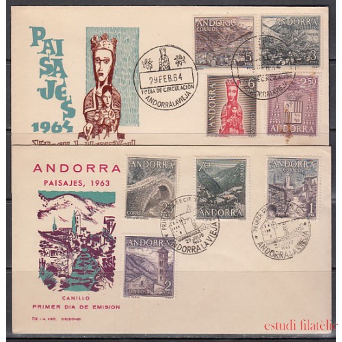 Andorra Española 60/67 1963 - 1964 Tipos diversos SPD Sobre Primer día
