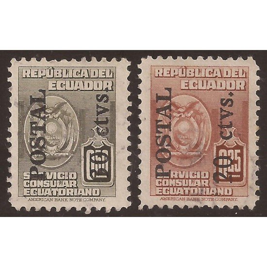 Ecuador 521/22 1949 Servicio Consular Usados Ecuador 521/22 1949 Servicio Consular Usados