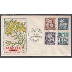 Andorra Española 68/71 1966 Flores SPD Sobre Primer día Andorra Española 68/71 1966 Flores SPD Sobre Primer día