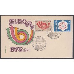 Andorra Española 85/86 1973 Europa SPD Sobre Primer día Andorra Española 85/86 1973 Europa SPD Sobre Primer día