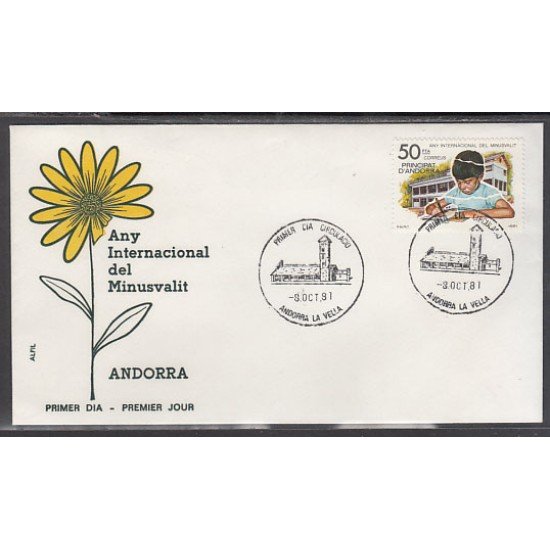 Andorra Española 143 1981 Año Internacional del niño SPD Sobre Primer día Andorra Española 143 1981 Año Internacional del niño SPD Sobre Primer día