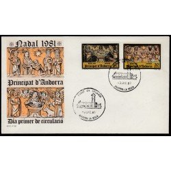 Andorra Española 144/45 1981 Navidad 81 SPD Sobre Primer día Andorra Española 144/45 1981 Navidad 81 SPD Sobre Primer día
