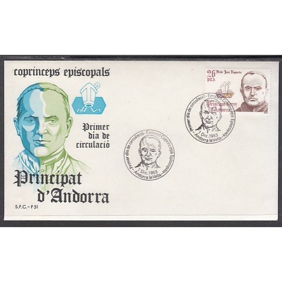 Andorra Española 175 1983 Copríncipes SPD Sobre Primer día