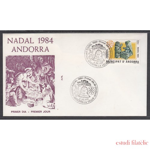 Andorra Española 183 1984 Navidad 84 SPD Sobre Primer día 