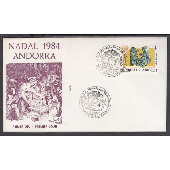 Andorra Española 183 1984 Navidad 84 SPD Sobre Primer día Andorra Española 183 1984 Navidad 84 SPD Sobre Primer día
