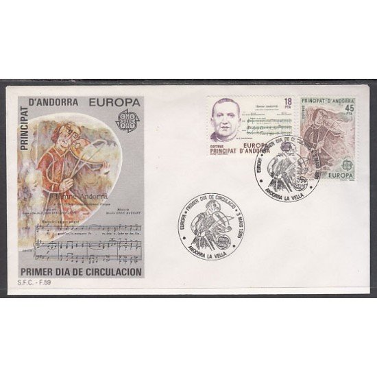 Andorra Española 184/85 1985 Europa SPD Sobre Primer día Andorra Española 184/85 1985 Europa SPD Sobre Primer día