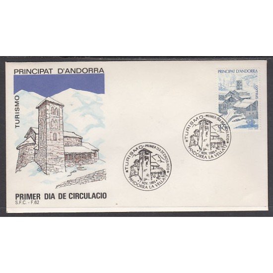 Andorra Española 188 1985 Turismo SPD Sobre Primer día Andorra Española 188 1985 Turismo SPD Sobre Primer día