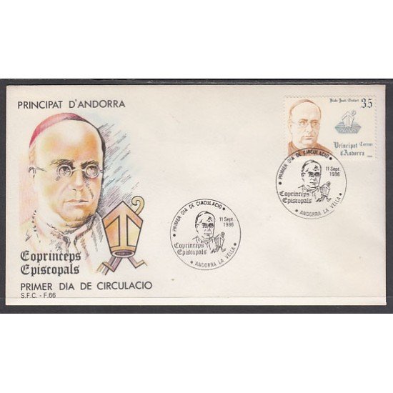 Andorra Española 193 1986 Copríncipes SPD Sobre Primer día Andorra Española 193 1986 Copríncipes SPD Sobre Primer día