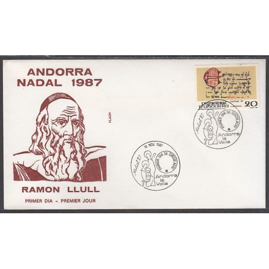 Andorra Española 202 1987 Navidad 87 SPD Sobre Primer día Andorra Española 202 1987 Navidad 87 SPD Sobre Primer día