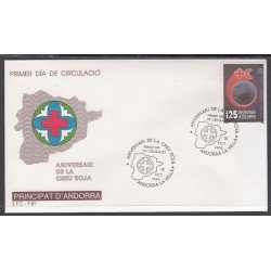 Andorra Española 216 1989 Aniversario Cruz Roja SPD Sobre Primer día Andorra Española 216 1989 Aniversario Cruz Roja SPD Sobre Primer día