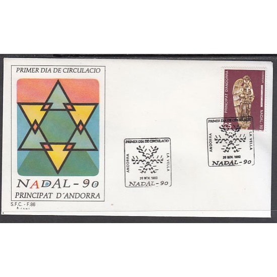 Andorra Española 222 1990 Navidad 90 SPD Sobre Primer día