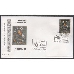 Andorra Española 228 1991 Navidad 91 SPD Sobre Primer día Andorra Española 228 1991 Navidad 91 SPD Sobre Primer día