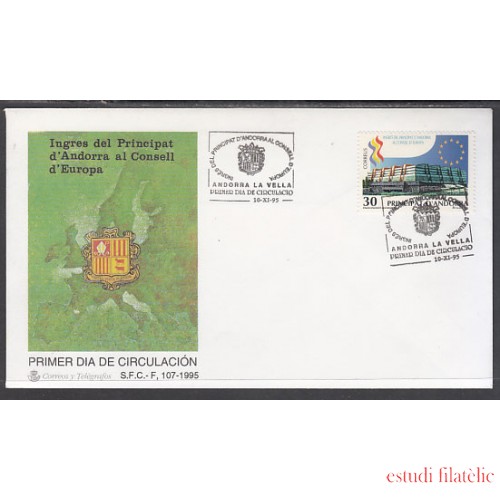 Andorra Española 250 1995 Ingreso en el Consejo de Europa SPD Sobre Primer día