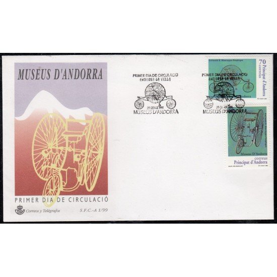 Andorra Española 268/69 1999 Museos de Andorra SPD Sobre Primer día Andorra Española 268/69 1999 Museos de Andorra SPD Sobre Primer día