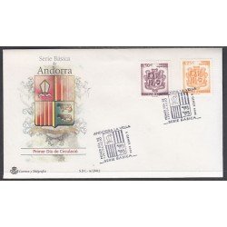 Andorra Española 290/91 2002 Principado de Andorra, escudos SPD Sobre Primer día Andorra Española 290/91 2002 Principado de Andorra, escudos SPD Sobre Primer día