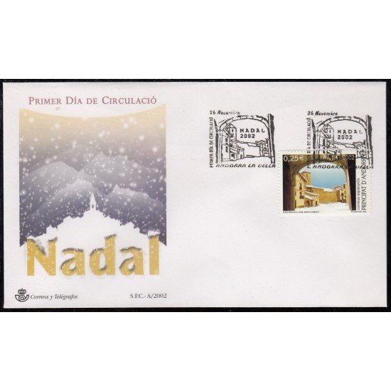 Andorra Española 300 2002 Navidad 2002 SPD Sobre Primer día