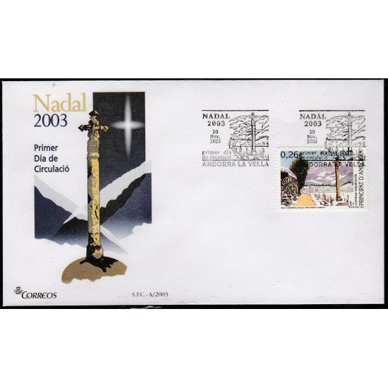Andorra Española 311 2003 Navidad 2003 SPD Sobre Primer día Andorra Española 311 2003 Navidad 2003 SPD Sobre Primer día