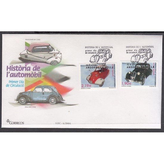 Andorra Española 319/20 2004 Historia del automóvil SPD Sobre Primer día Andorra Española 319/20 2004 Historia del automóvil SPD Sobre Primer día