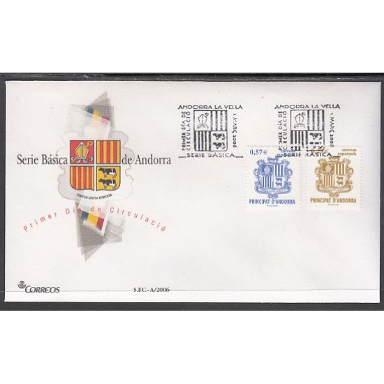 Andorra Española 335/36 2006 Principado de Andorra, escudos SPD Sobre Primer día Andorra Española 335/36 2006 Principado de Andorra, escudos SPD Sobre Primer día