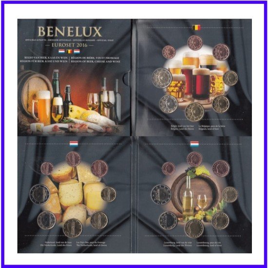 Benelux 2016 Cartera € euro Euroset Cerveza vino queso Benelux 2016 Cartera € euro Euroset Cerveza vino queso