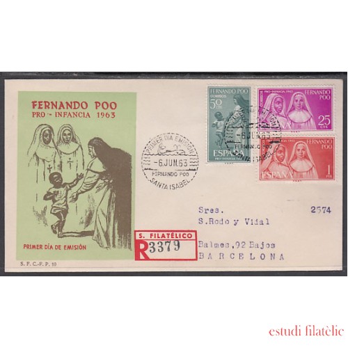 FERNANDO POO 215/17 1963 Pro infancia Religiosas, SPD Sobre Primer Día