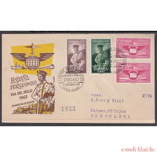FERNADO POO 210/12 1962 Día del Sello Correo-Alegoría del correo 