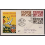 Guinea Española 373/75 1958 Ayuda a Valencia Escudos Valencia y Sta. Isabel SPD Sobre Primer Día