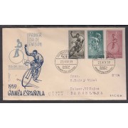 Guinea Española 395/97 1959 Día del Sello Ciclismo SPD Sobre Primer Día