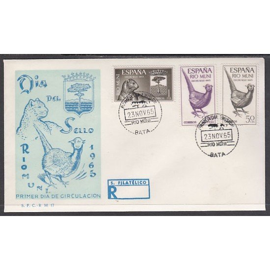 RIO MUNI 66/68 1965 Día del Sello Fauna SPD Sobres Primer Día RIO MUNI 66/68 1965 Día del Sello Fauna SPD Sobres Primer Día