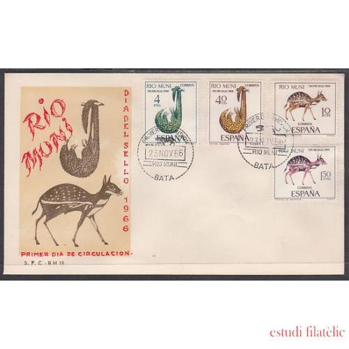 RIO MUNI 72/75  1966  Día del Sello Fauna SPD Sobres Primer Día