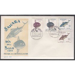 SAHARA 252/55 1966 Día del Sello Fauna peces Fish SPD Sobre Primer día SAHARA 252/55 1966 Día del Sello Fauna peces Fish SPD Sobre Primer día