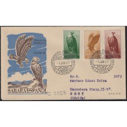 SAHARA 139/41 1957 Pro infancia Fauna (águila) Eagle SPD Sobre Primer día SAHARA 139/41 1957 Pro infancia Fauna (águila) Eagle SPD Sobre Primer día