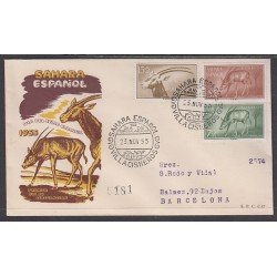 SAHARA 123/25 1955 Día del Sello Fauna SPD Sobre Primer día SAHARA 123/25 1955 Día del Sello Fauna SPD Sobre Primer día