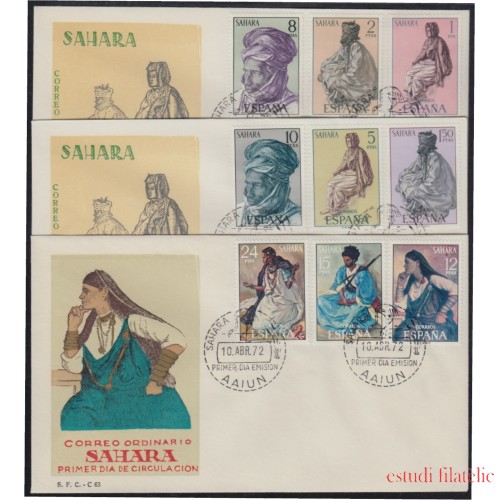 SAHARA 297/05  1972  Tipos indígenas Pinturas de la Dirección General de Promoción del Sahara Natives SPD Sobre Primer día