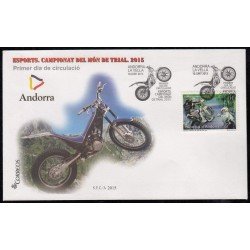 Andorra Española 432 2015 Campeonato Mundo Trail Moto Motorcycle, SPD Sobre Primer día Andorra Española 432 2015 Campeonato Mundo Trail Moto Motorcycle, SPD Sobre Primer día