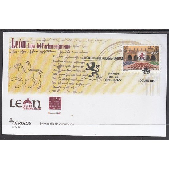 España Spain 4909 2014 León Cuna del Parlamentarismo SPD Sobre Primer Día España Spain 4909 2014 León Cuna del Parlamentarismo SPD Sobre Primer Día