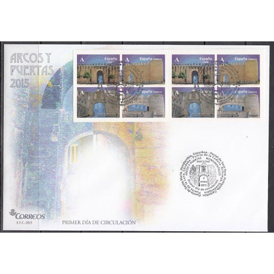 España Spain 4924/27 2015 Arcos y Puertas Monumentales Carné 8 Sellos SPD Sobre Primer Día España Spain 4924/27 2015 Arcos y Puertas Monumentales Carné 8 Sellos SPD Sobre Primer Día