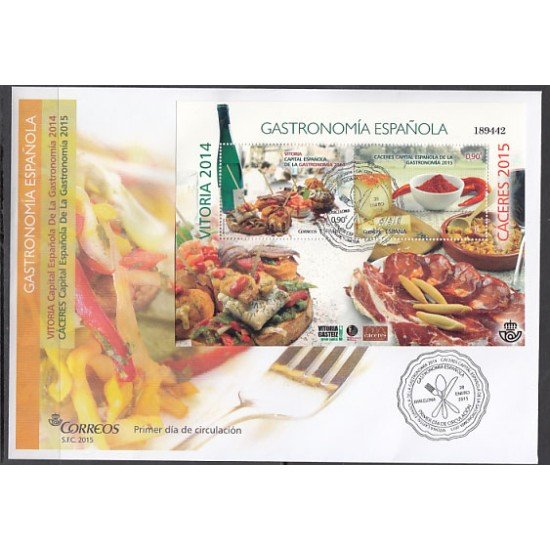 España Spain 4942 2015 Capital Española de Gastronomía SPD Sobre Primer Día España Spain 4942 2015 Capital Española de Gastronomía SPD Sobre Primer Día