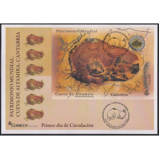 España Spain 4965 2015 Patrimonio Mundial Pintura Rupestre Bisonte SPD Sobre Primer Día España Spain 4965 2015 Patrimonio Mundial Pintura Rupestre Bisonte SPD Sobre Primer Día