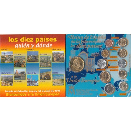 España 2003 Atenas Tratado de la Unión Cartera Colección Monedas 10 nuevos miembros España 2003 Atenas Tratado de la Unión Cartera Colección Monedas 10 nuevos miembros