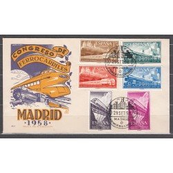 España Spain 1232/37 1958 XVII Congreso Internacional de Ferrocarriles SPD Sobres Primer Día España Spain 1232/37 1958 XVII Congreso Internacional de Ferrocarriles SPD Sobres Primer Día