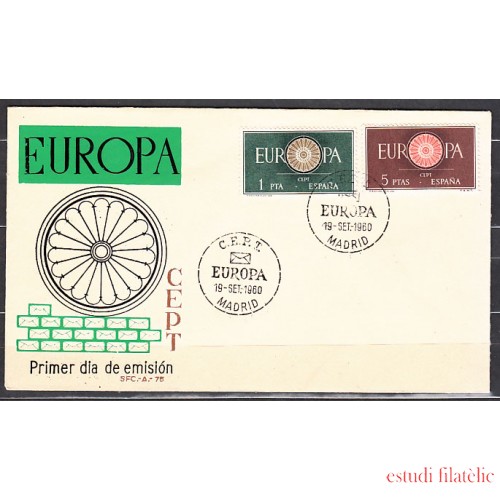 España Spain 1294/95 1960 Europa-CEPT SPD Sobre Primer Día