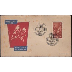 España Spain 1325 1960 Navidad Christmas SPD Sobre Primer Día España Spain 1325 1960 Navidad Christmas SPD Sobre Primer Día